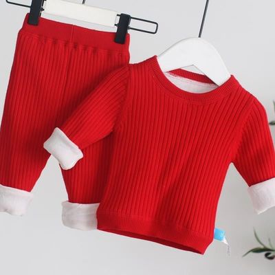 Newborn Warm clothing baby suit Autumn and winter 2-3 Half years old 467 Plush thickening keep warm Underwear suit