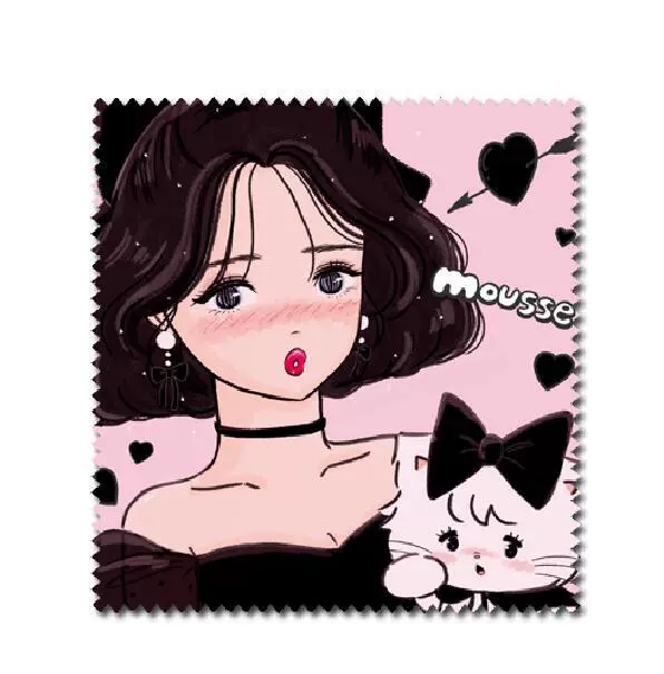 [日系Kawai девушка и кот Mikko cartoon хлопок тканевая чистящая салфетка против пятен без отпечатков пальцев ]