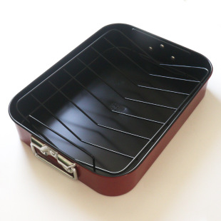 Stainless Steel Barbecue Tray Stainless Steel Tray Rectangular Steamed Fish Grilled Chicken Tray Binaural Baking Tray Iron Spray Paint Square Baking Tray