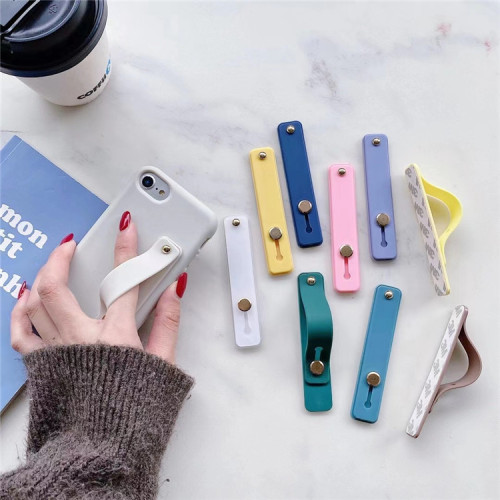 Candy color mobile phone case holder wrist strap support push and stretch color silicone color protective cover ultra-thin universal