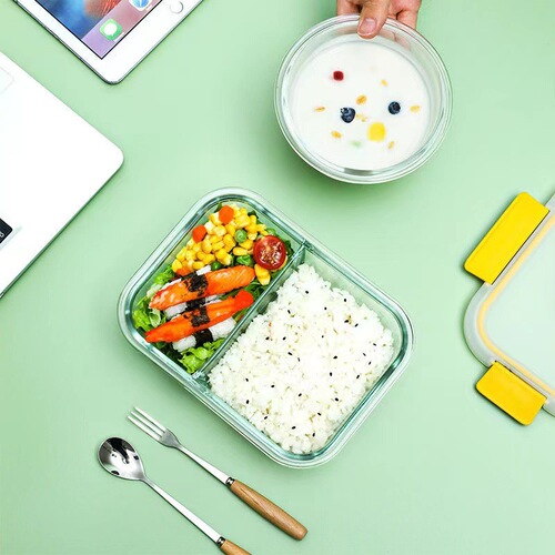 S588 heat-resistant glass crisper lunch box canteen simple separated lunch box microwave fuse box bowl with lid
