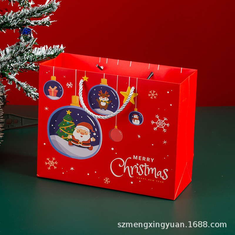 Bolsa de Navidad bmy red Crystal ball; Cartón blanco; Pequeño: largo 19,5 * ancho 8 * alto 14,5 cm