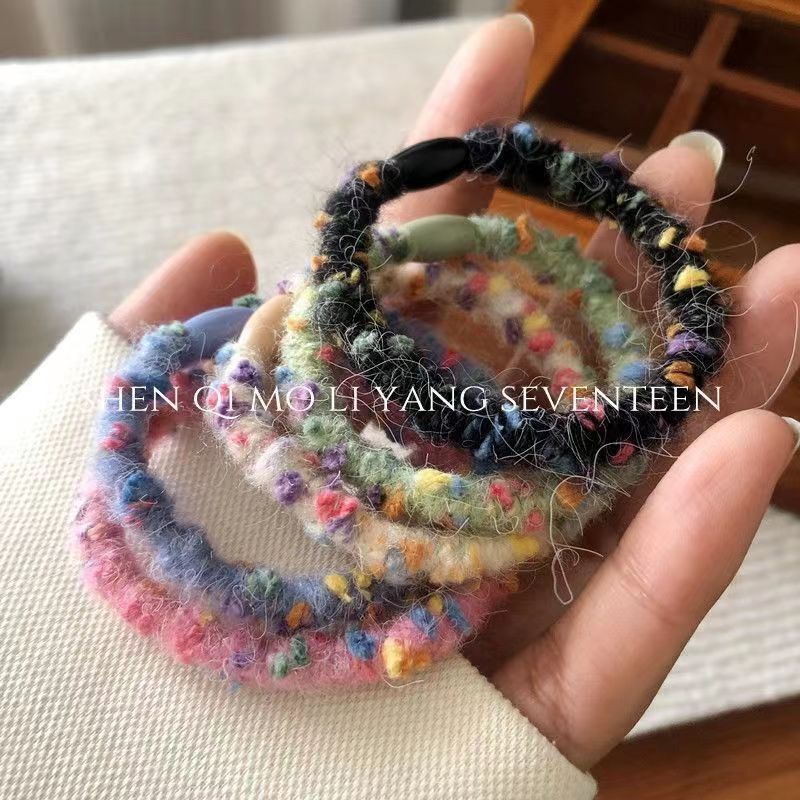 Wool plush hair band 2 yuan shop accessories Korean style hair accessories headdress simple basic candy color rubber band female hair rope