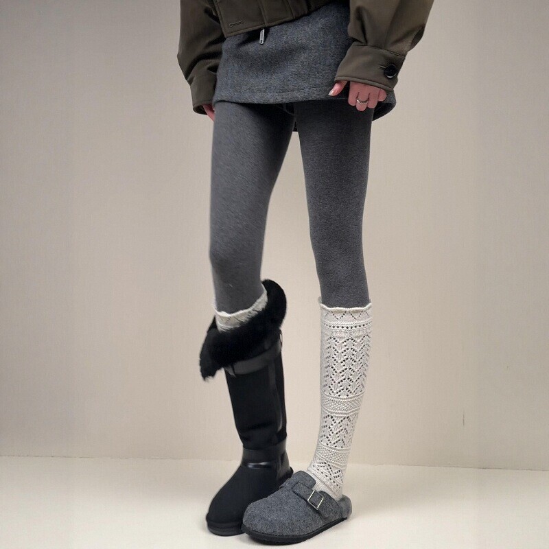 Autumn and Winter Miu Ballet Style Mid-Calf Socks, Slouch Socks for Women, Japanese Style Hollow-Out College Style Calf Socks Paired with Leggings