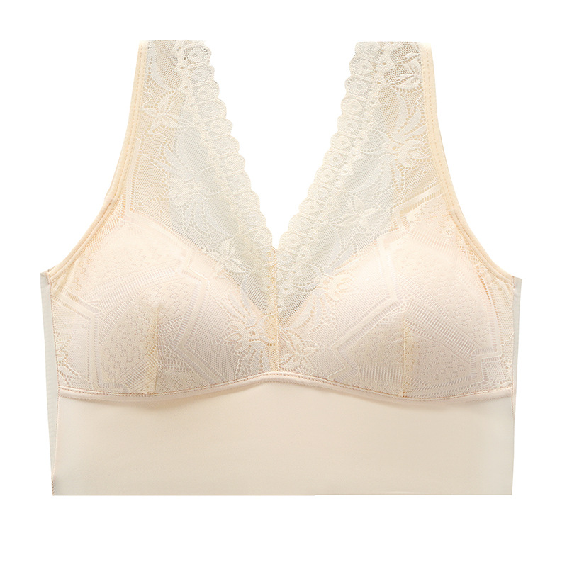 Lace beauty back V-cuello chaleco push up chaleco inalámbrico sujetador fijo Copa pecho-envoltura dormir ropa interior