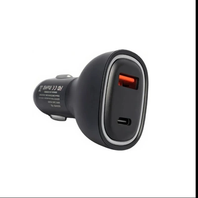 Super Fast Charging Car: Mobil şarj cihazları - 739usb-ausb-cdual-port-simultaneous-fast-chargingmulti-protocol-fast-charging48w-black-bare-metal-opp-bag