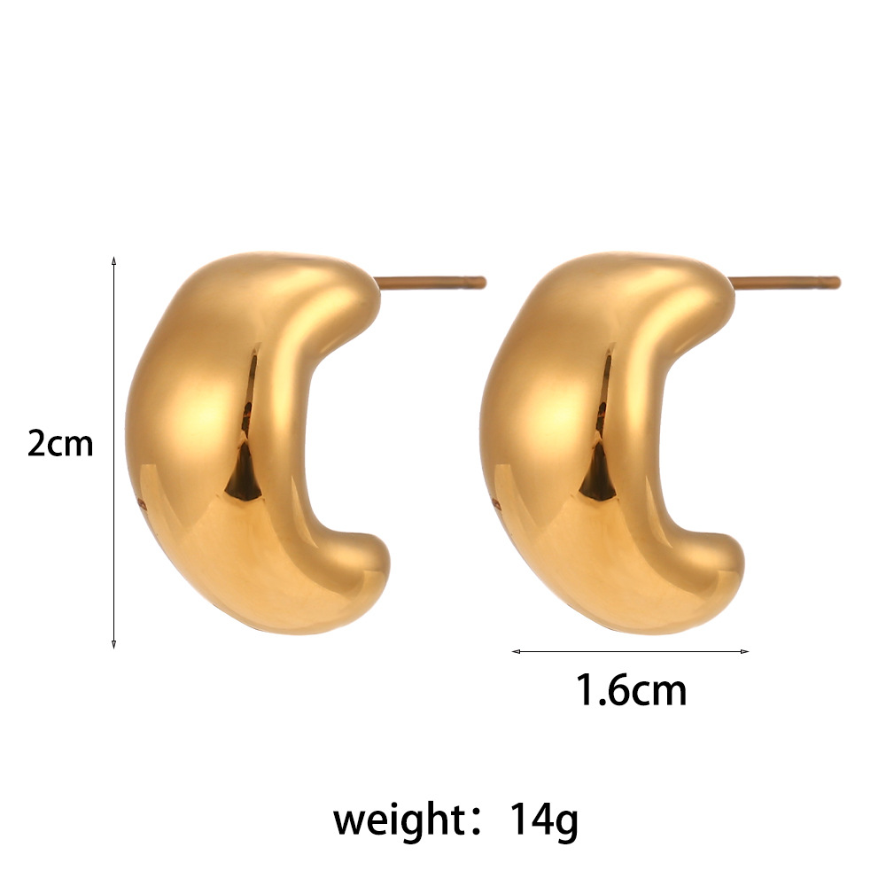 Vintage Style C Shape Stainless Steel Earrings Plating Stainless Steel Earrings