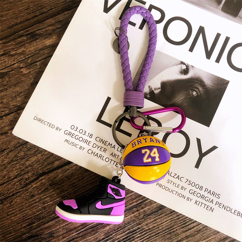 Personalized 3D Stereo Mini Sports Shoes Car Keychain Creative Star Athlete Basketball Key Ring Holder Bag Hook