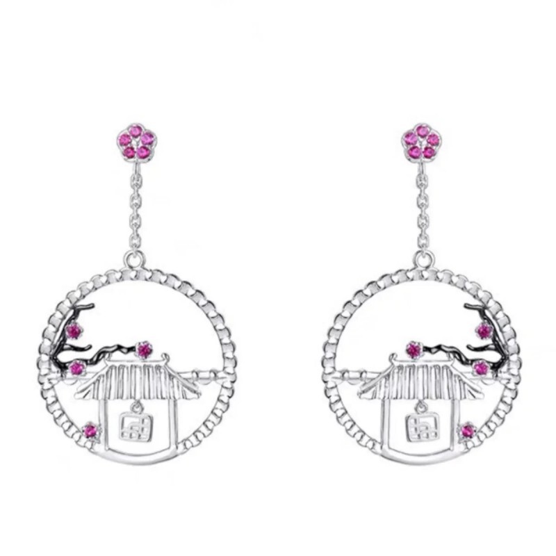 Plum earrings female 925 silver Chinese style earrings original poetry series classical earrings
