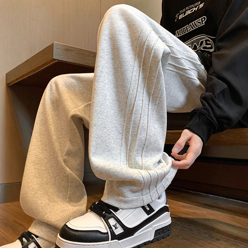 Teenage Pants Men's Spring and Autumn Sports Sweatpants 2025 New Loose Straight Wide-Leg Trendy Casual Pants