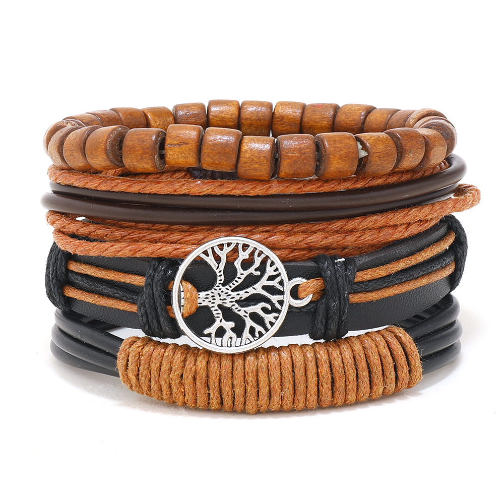 Jewelry Men's Tree Of Life Alloy Bracelet Amazon Hand-woven Bracelet Set