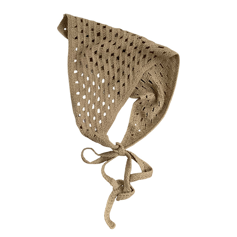 Turbante hueca de punto, diadema pastoral femenina de verano, nueva cortina de pedo simple de color sólido, cubierta de cintura, bufanda triangular, cintura