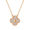 Golden necklace, four-leaf clover, pink gold, golden color