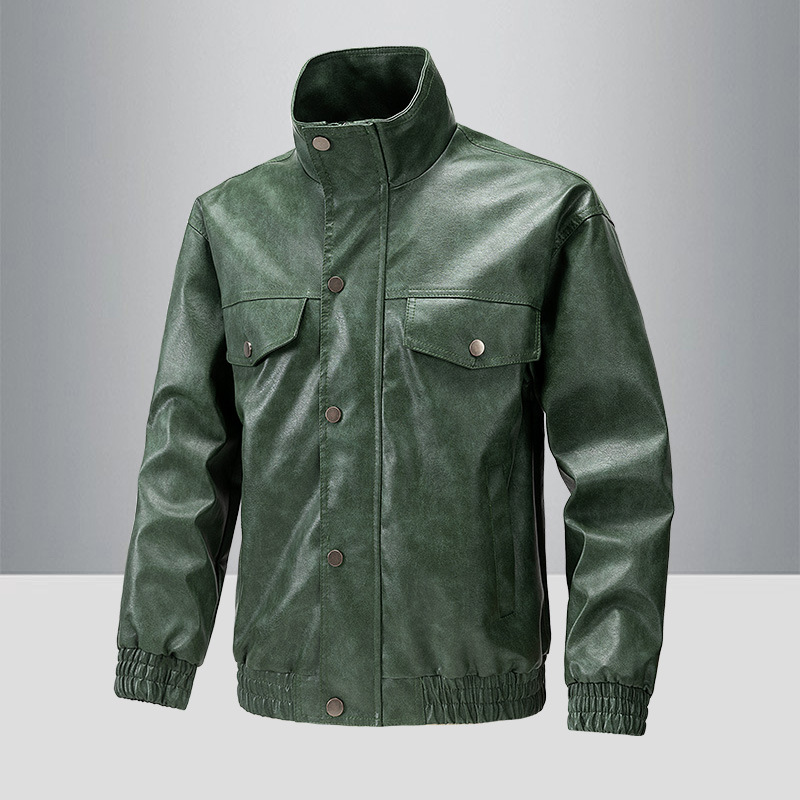 American pu chaqueta de cuero de hombre chaqueta de hombre primavera y otoño nuevo cuello vertical chaqueta de motocicleta de tendencia universal chaqueta delgada
