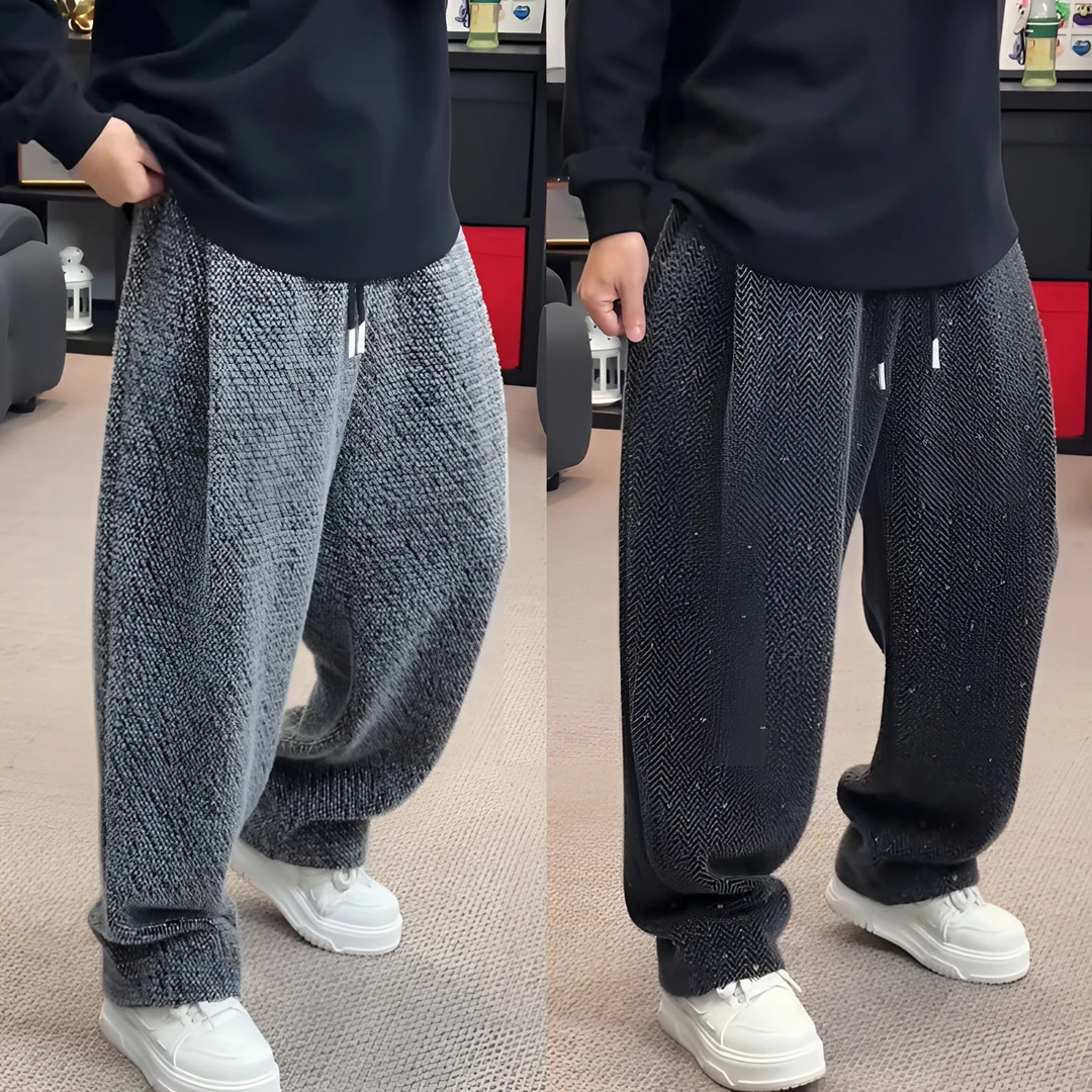 秋冬新款加厚绒面垂感阔腿休闲裤男潮牌宽松显瘦时尚百搭直筒舒适