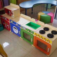 幼儿园娃娃家实木仿真厨房冰箱灶台组合区角儿童早教过家家橱柜