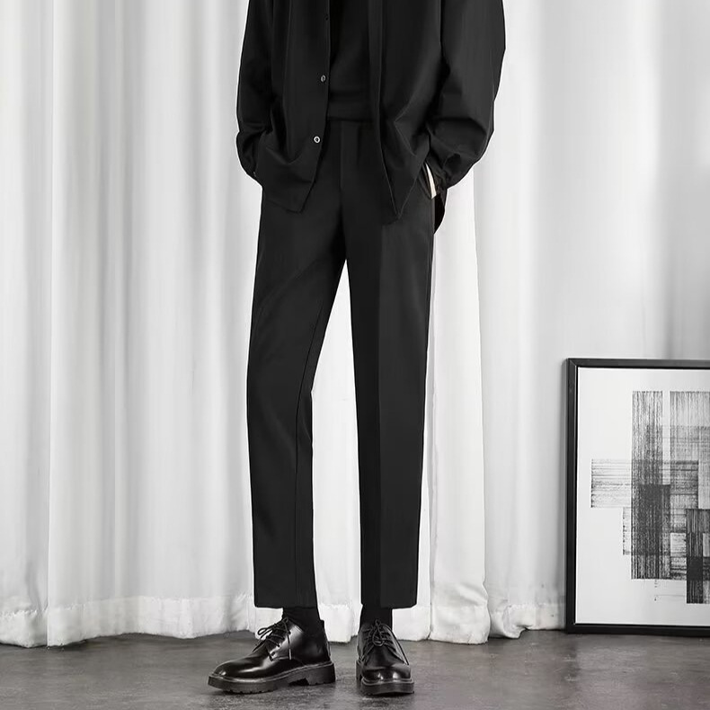 Autumn and Winter Men's Simple Pendant Trousers Men's Korean-style Fashionable Loose Men's Straight-leg Wide-leg Casual Suit Pants