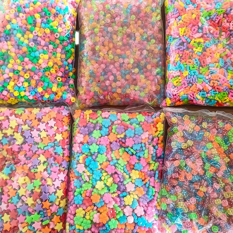 Cuentas acrílicas transfronterizas niños puzzle cuentas DIY material de mano collar pulsera cuentas de color de forma especial image 5