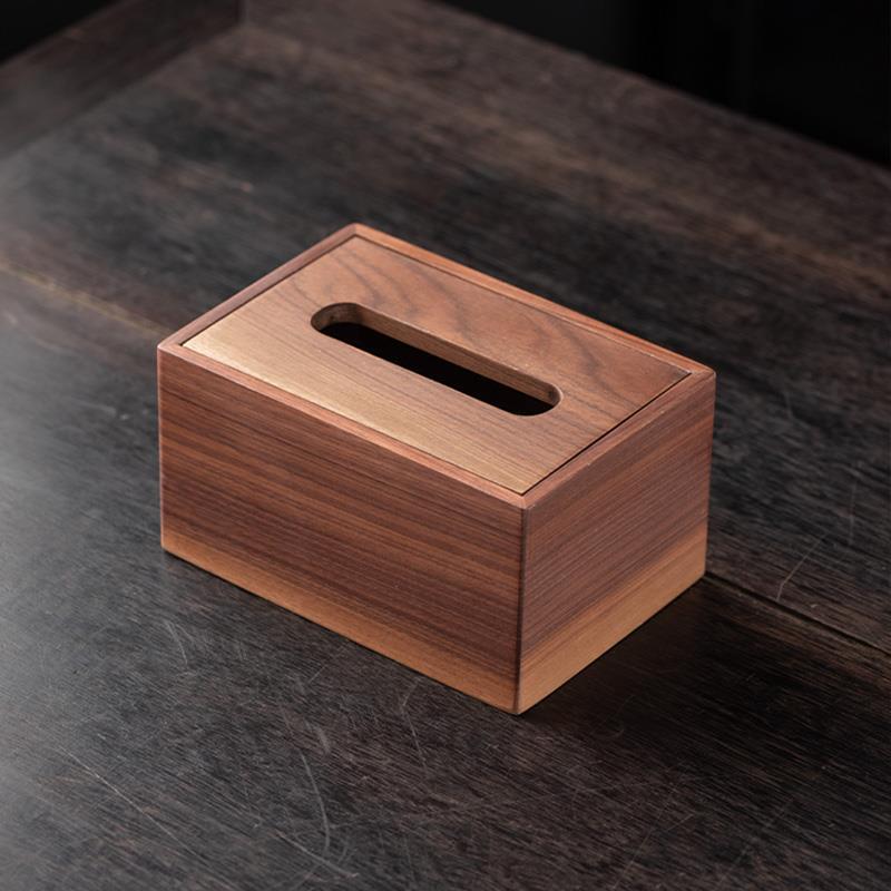 Caja de pañuelos de nogal negro comedor sala de estar mesa de café caja de pañuelos Internet celebridad luz escritorio de lujo caja de almacenamiento de madera maciza de madera