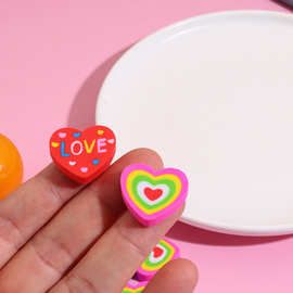 卡通可爱心形橡皮擦小学生跨境礼品奖品橡皮儿童学习文具工厂直销