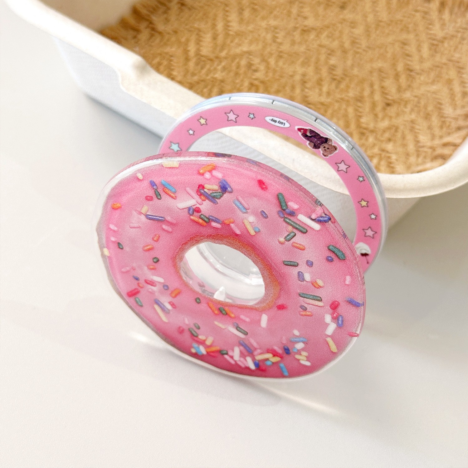 Funda magnética transparente para iPhone 17, estilo Donut Stand 16 Pro Max, adecuada para niños, diseño de oso infantil, funda suave para iPhone 13/14
