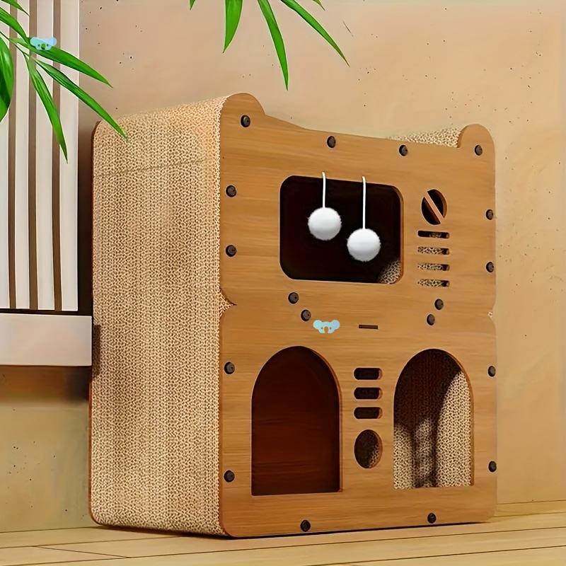 1pc Luxury Solid Wood Multi Functional Cat House with Cross border