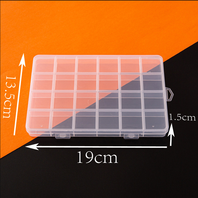 24-rejilla de plástico translúcido caja de almacenamiento multi-rejilla de escritorio caja de almacenamiento de artículos diversos DIY rejilla de uñas caja de la joyería de Ventas Directas
