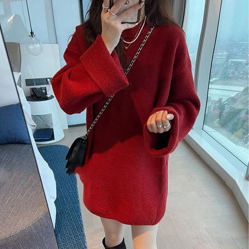 Red retro festive atmospheric demi-season design brand knitted…