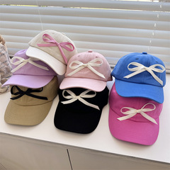 韓風親子同款棒球帽 春日男女寶寶出遊洋氣穿搭蝴蝶結遮陽鴨舌帽