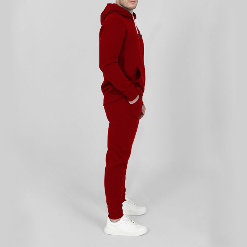 Autumn and Winter Sports Men's Fashion Casual Set Hooded Cardigan Coat Solid Color_voghion.com