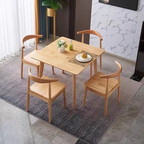 All solid wood square table small table Nordic simple modern small apartment square dining table reception and negotiation table