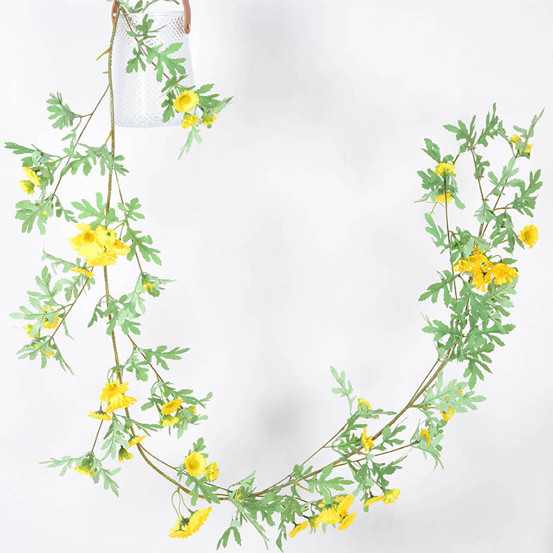 Enredaderas de flores artificiales, pequeñas enredaderas de margaritas, decoración de tuberías de techo, flores artificiales de girasol, flores de seda al por mayor
