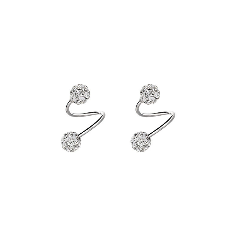 Nail sequins, earrings, universal zirconium, silver 999 sample, high-quality style