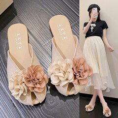 [youshilai] Baotou Half-Slipper Women's 2024 Summer Outdoor Wear New Soft-Soled Flat Peep-Toe Sandals