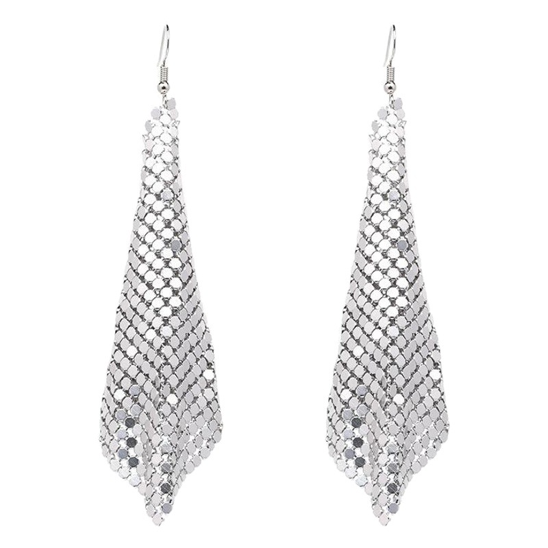 European and American cross-border supply fashion earrings metal sequins tassel earrings creative new square geometric long earrings