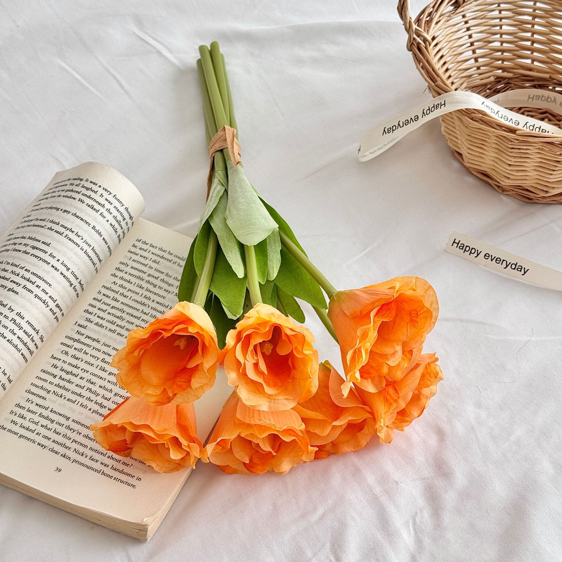 Estilo coreano simple Eustoma flor artificial ramo de mano flor falsa sala de estar mesa decoración del hogar flores accesorios de fotografía