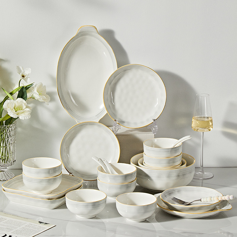 Underglaze Color with High-End Gradient Dishware Set Simple 2025 New Home Ceramic Tableware Housewarming Gift