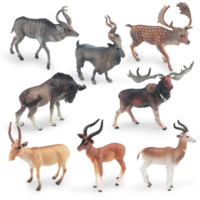 Cross-border simulación bosque animal modelo Cuerno caballo antílope torcedura cuerno cabra Big Horn Deer Montaña antílope de escritorio adornos estáticos