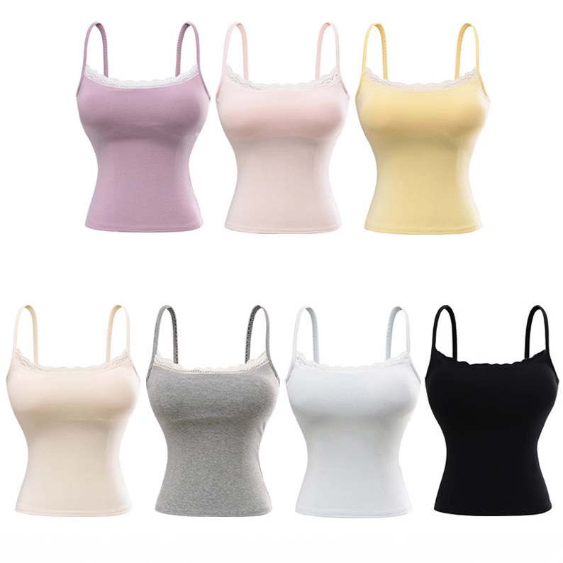 Hot Girl Lace Edge Comic Chest Slim Camisole Women's 2025 Summer Waist Elastic Tight Sleeveless Camisole Top Hot Girl Lace Edge Comic Chest Slim Camisole Women's 2025 Summer Waist Elastic Tight Sleeveless Camisole Top