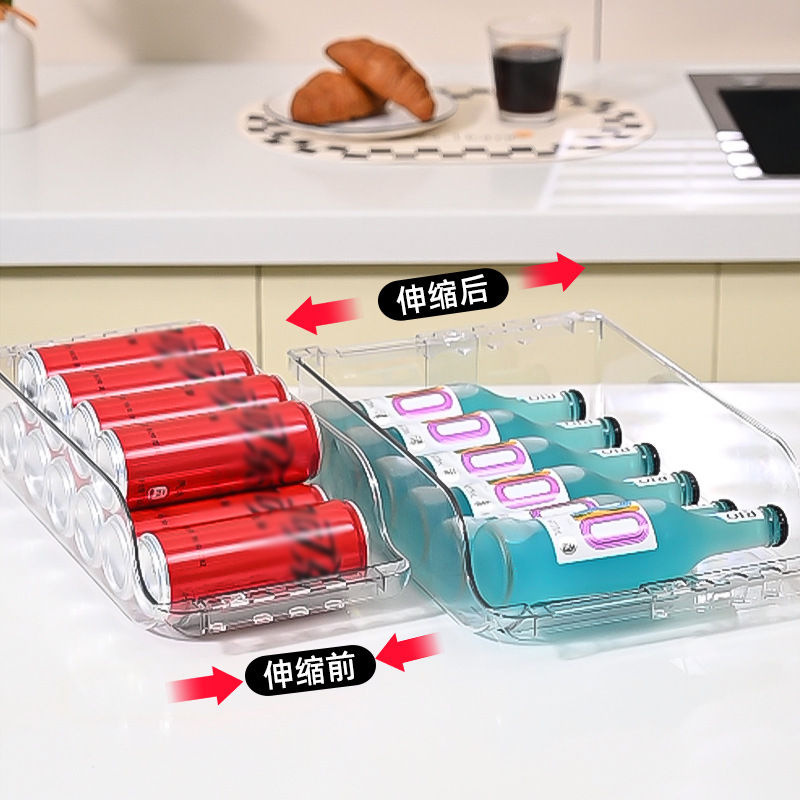 Telescopic Beverage Storage Box Refrigerator Plastic Multi-layer Stackable Vegetable Food Storage Container Can Storage Rack