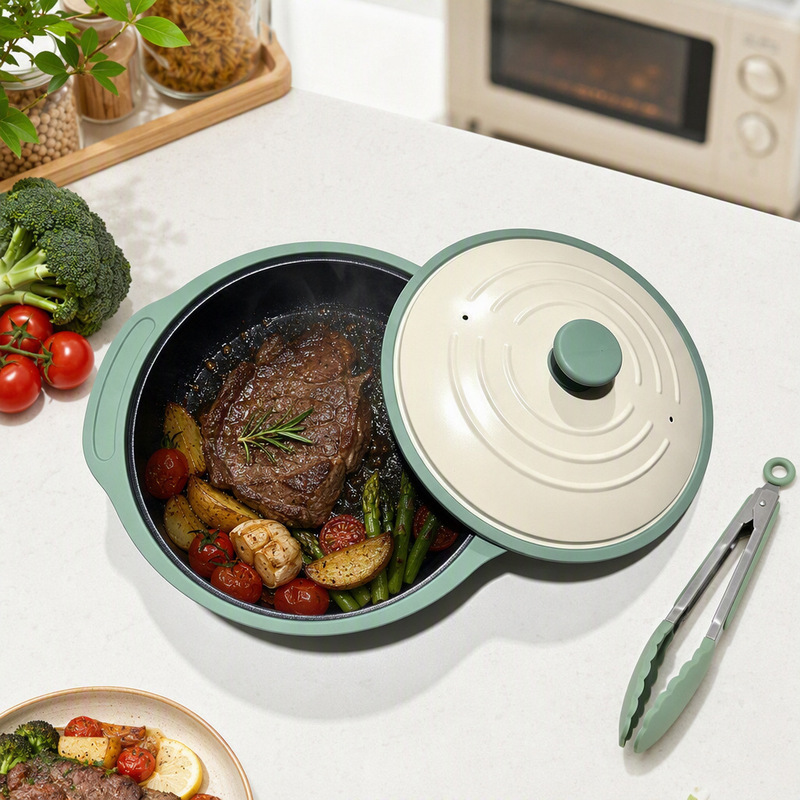 Microwave metal baking pan, non-stick baking pot for microwave, suitable for roasting chicken wings, steak, and rice, microwave frying pan in stock Microwave metal baking pan, non-stick baking pot for microwave, suitable for roasting chicken wings, steak, and rice, microwave frying pan in stock