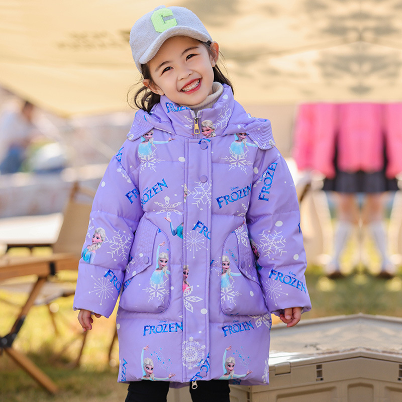 女童羽绒服中长款2024新款洋气韩版中小童冬季加厚儿童外套批发