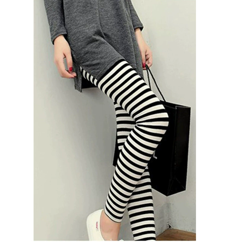 Новая летняя leggings из модала в зебровом принте с черно-белыми полосами для похудения женщин, желающих набрать вес и довести вес до 200 фунтов и которая может носить полные_mm