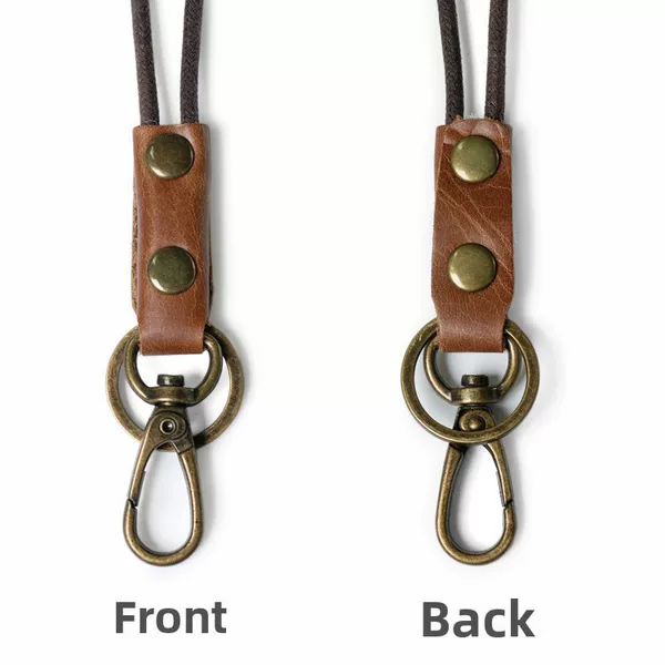 Small Round Elephant Key Hanging Home Top Layer Cowhide Keychain Vintage Wrist Key Lanyard Hanging Leather