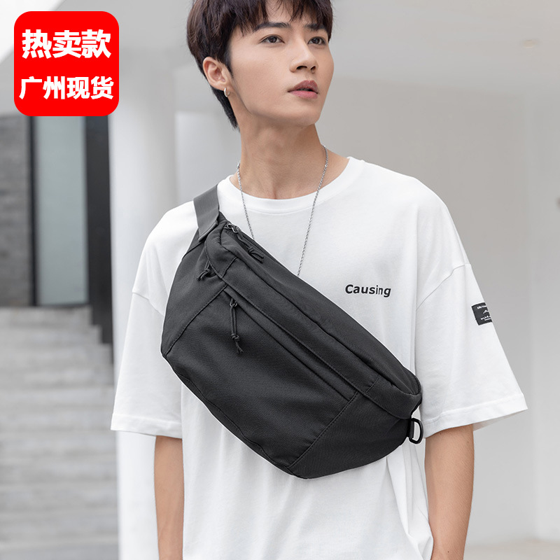 Men's crossbody bag, trendy casual crossbody bag, Japanese style versatile large-capacity Hong Kong style street chest bag, men's waist bag