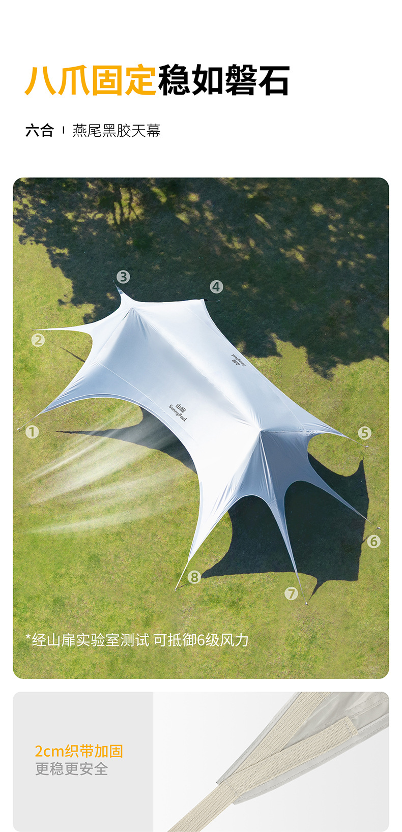 Sunnyfeel Outdoor Swallowtail Thickened Black Vinyl Canopy for Lazy Camping, Rainproof and Sunshade Tent