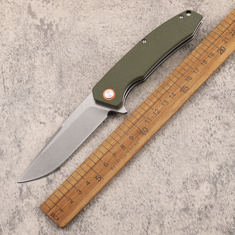 新款D2钢亚麻手柄户外野营随身便携高硬精致折叠水果EDC刀具