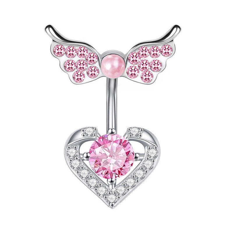 Belly Button Ring Mit Zirkonia Herz-anhänger Piercing Schmuck_voghion.com