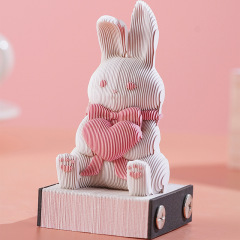 3D 紙彫刻かわいいバニー三次元アートノートブッククリエイティブカレンダー付箋かわいい動物漫画ドロップシッピング