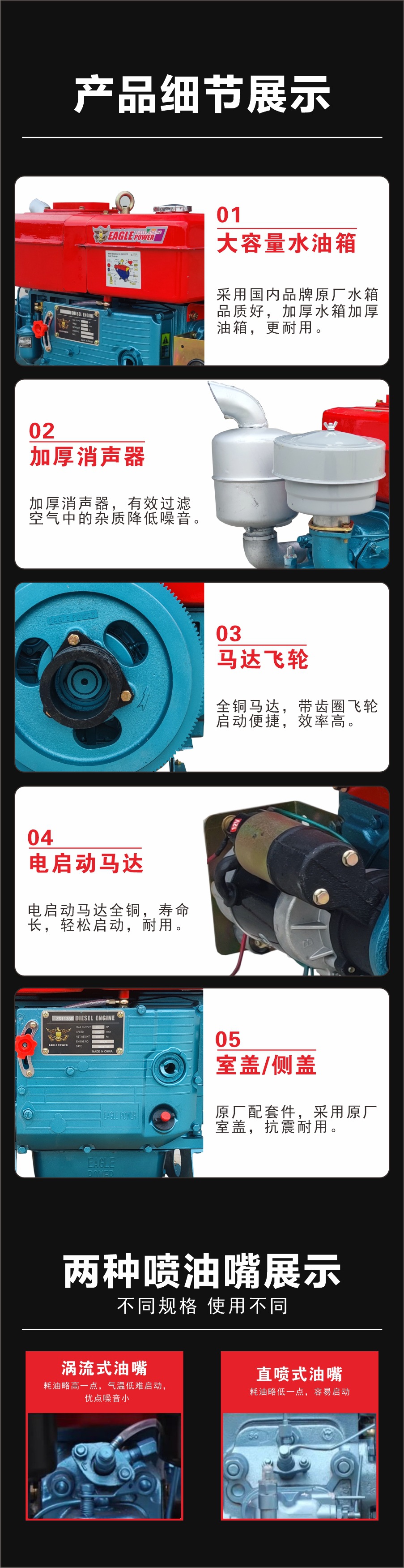 Model S195-Zs1130 Diesel Engine Four-Stroke Tractor Vehicle Machinery Internal Combustion Electric Start